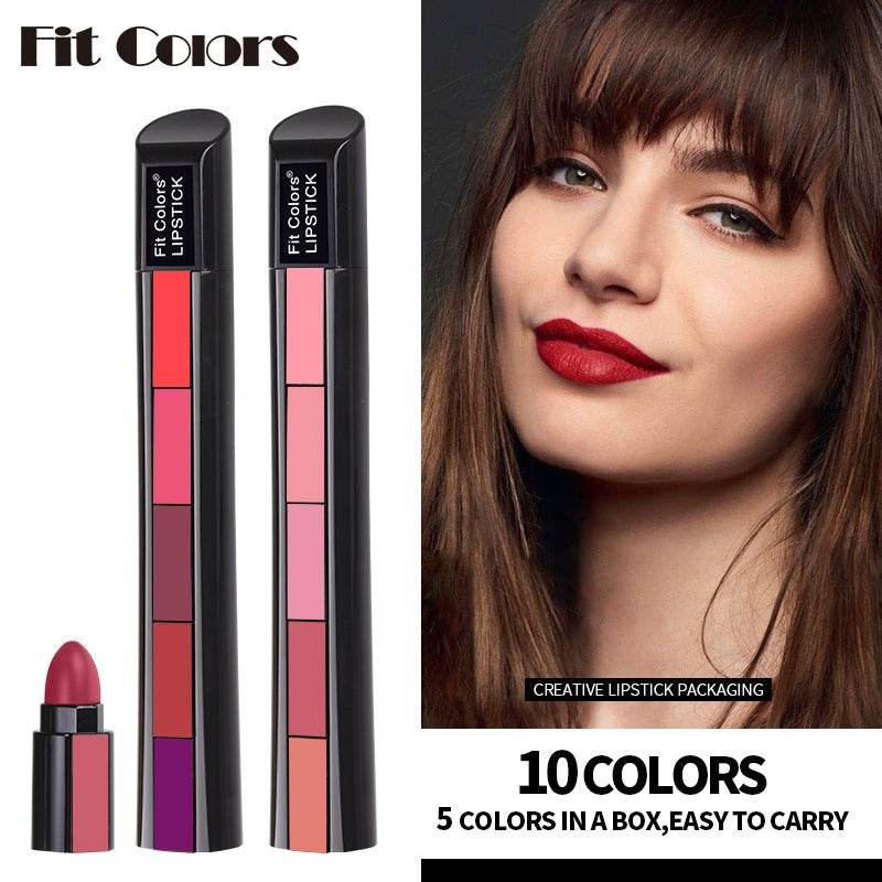 5 Colors Matte Velvet Lipstick Waterproof Sweatproof Lip Gloss Duration Colorfast Lipstick Non Stick Cup Lip Gloss Cosmetics - MarvelouStoree