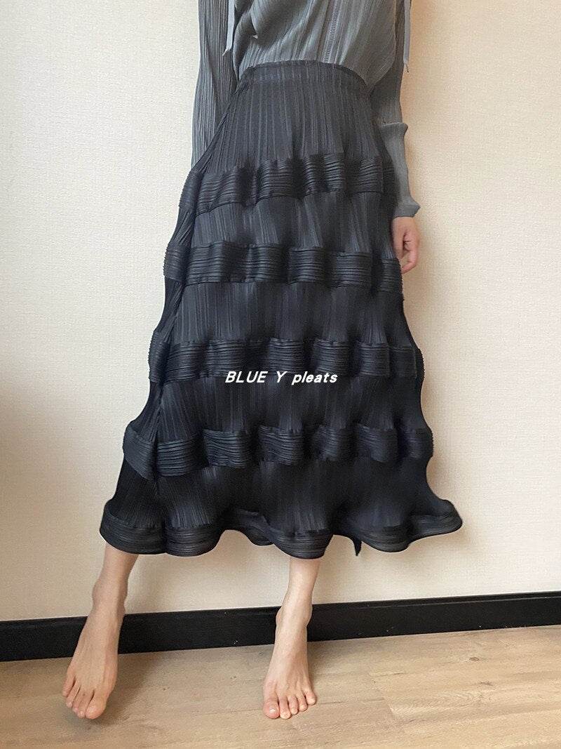 Pear-Shaped Body Skirt Summer Temperament All-Match New Pleated High Waist Mid-Length Pleated Skirt - MarvelouStoree