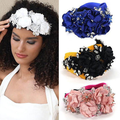 Handmade fabric three-dimensional flower embroidery headband - MarvelouStoree