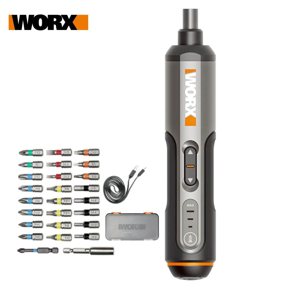 Worx 4V Mini Electrical Screwdriver Set WX240 Smart Cordless Electric Screwdrivers USB Rechargeable Handle with 26 Bit Set Drill - MarvelouStoree