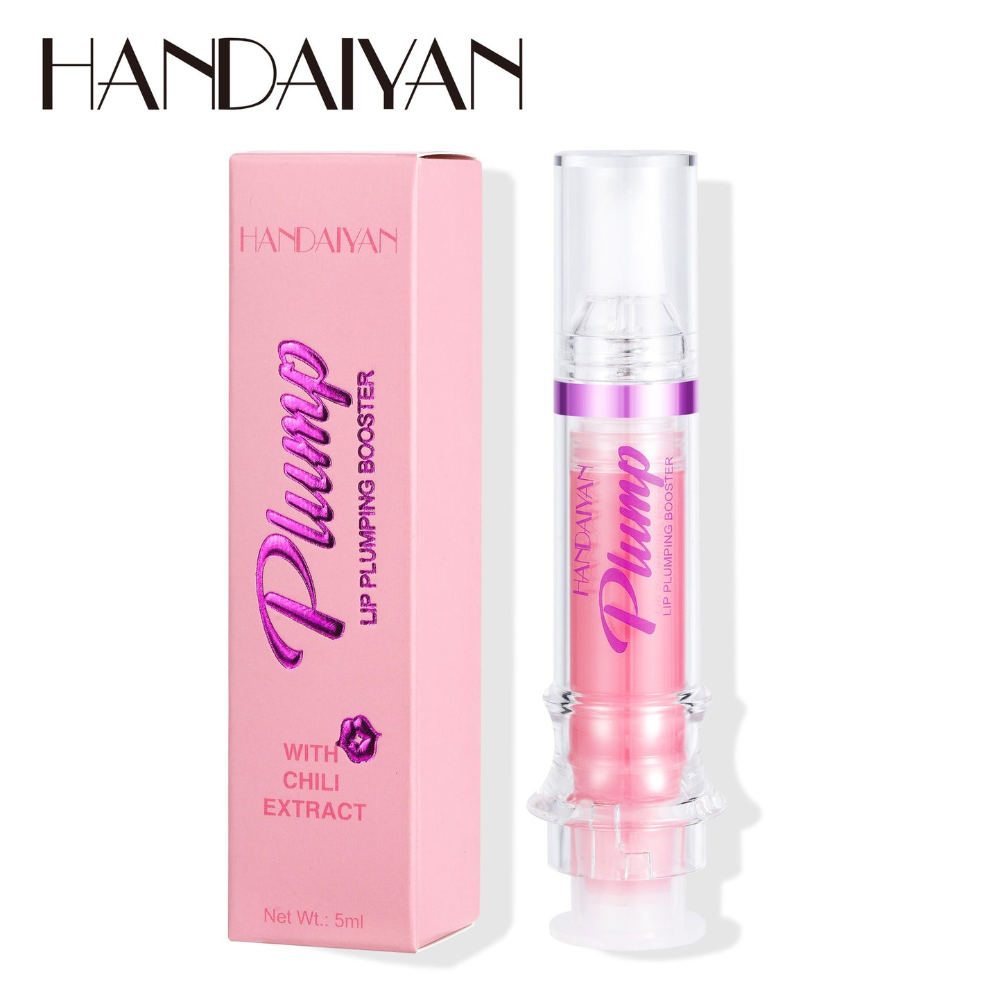 HANDAIYAN PLUMP & POUT Lip Plumping Booster Gloss, High Shine for Plumper Looking Lips,Extreme Shine Crystal Volume Lip Oil