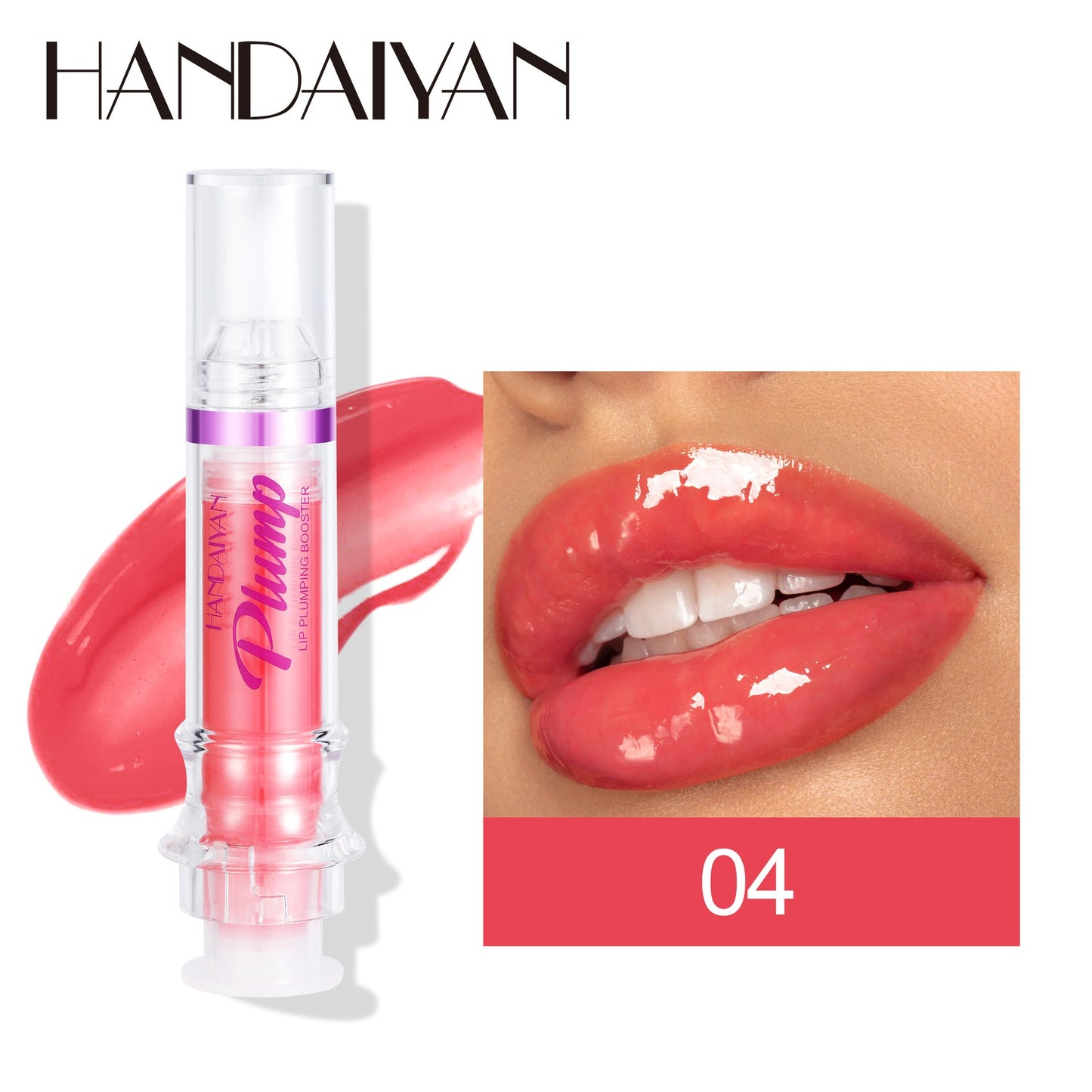 HANDAIYAN PLUMP & POUT Lip Plumping Booster Gloss, High Shine for Plumper Looking Lips,Extreme Shine Crystal Volume Lip Oil