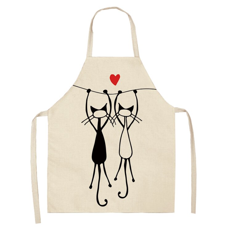 Cat Kitchen Aprons For Women Cotton Linen Bibs Household Cleaning Pinafore Home Cooking Apron kids kitchen barber