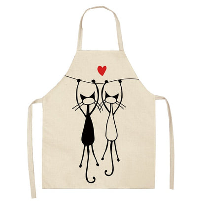 Cat Kitchen Aprons For Women Cotton Linen Bibs Household Cleaning Pinafore Home Cooking Apron kids kitchen barber