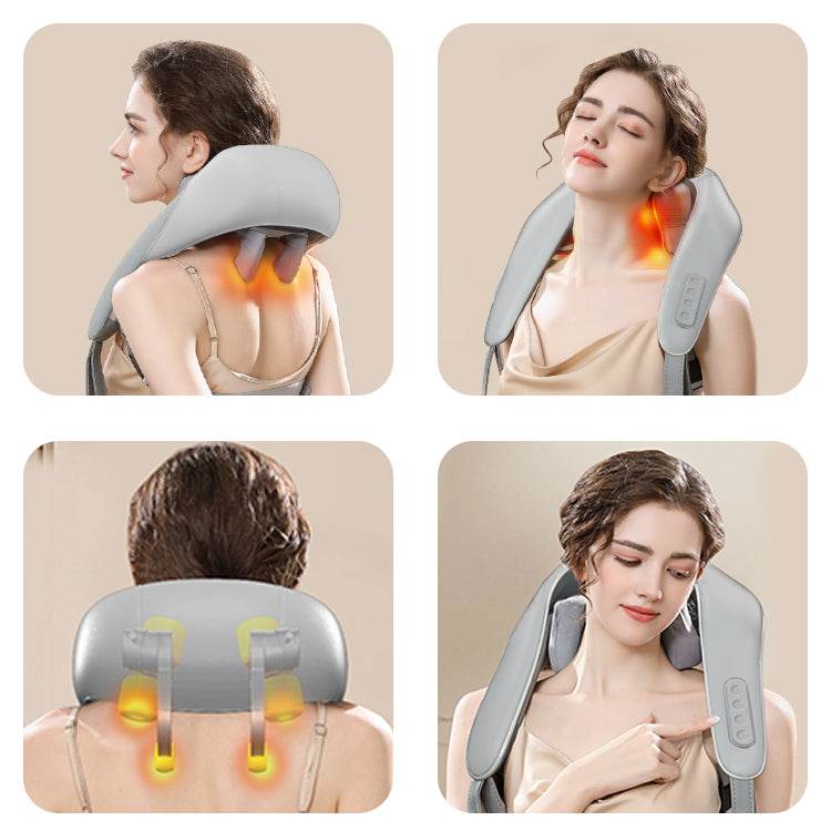 High battery life cervical spine massager neck trapezius muscle shoulder waist leg kneading hot compress massage shawl - MarvelouStoree