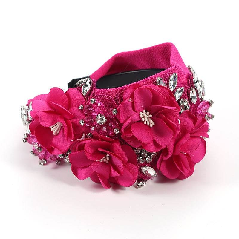 Handmade fabric three-dimensional flower embroidery headband - MarvelouStoree