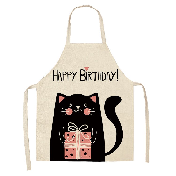 Cat Kitchen Aprons For Women Cotton Linen Bibs Household Cleaning Pinafore Home Cooking Apron kids kitchen barber