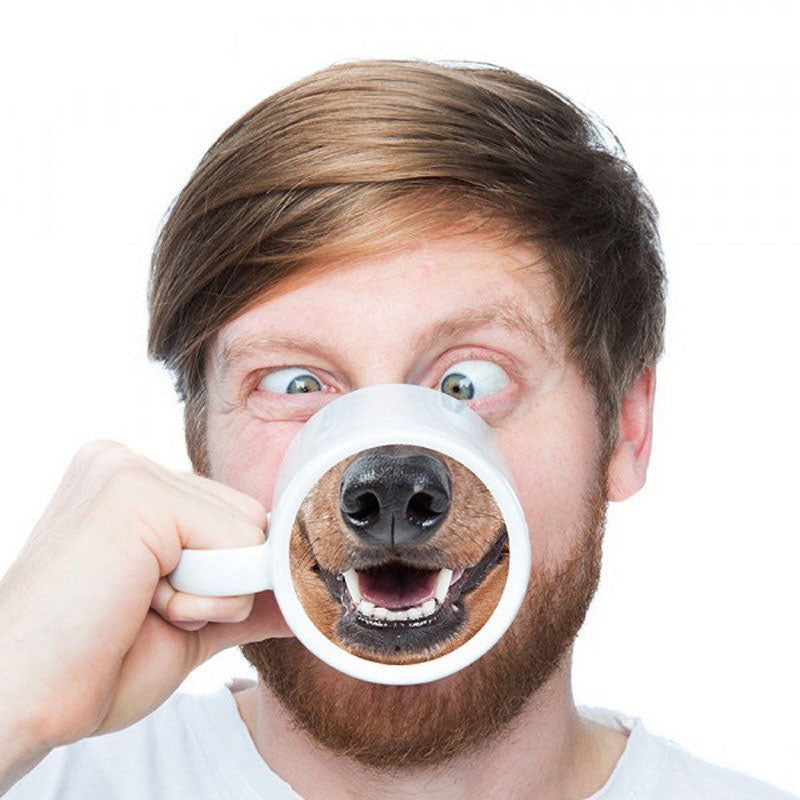 HOT Funny Dog Pig Nose Mug Cup Creative Ceramic Mark Beverage Laugh Tea Coffee Cups