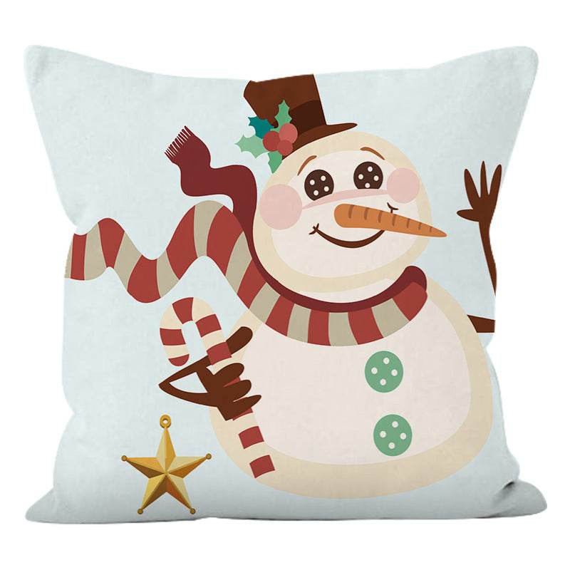 Christmas reindeer print pillow cover holiday snowman super soft pillowcase living room sofa decoration cushion - MarvelouStoree