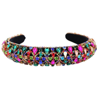 Baroque sparkling colored rhinestone sponge head hoop