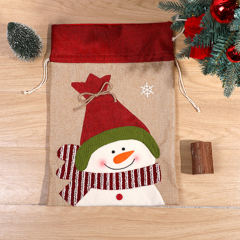 Christmas Snowman Drawstring Bag, Deer Candy Packaging Bag, Christmas Pendant Size, Gift Bag