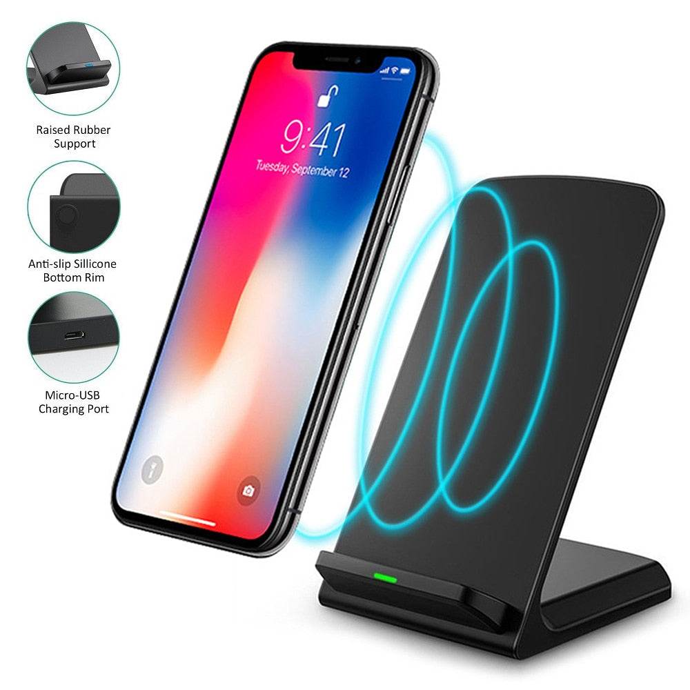 10W Q740 Wireless Folding Vertical Quick Charger USB Fast Charging Bracket High Power Docking Stand For Mobile Phones Desktop - MarvelouStoree