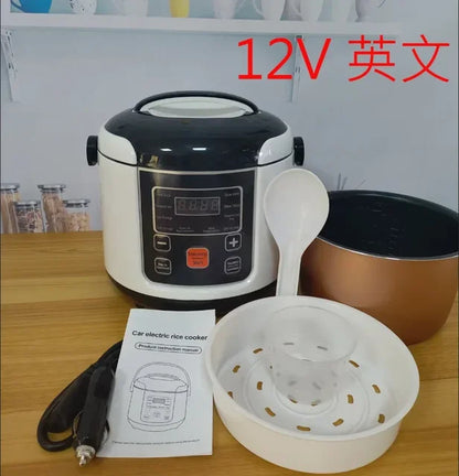 2L Electric Mini Rice Cooker MultiCooker Portable Car Rice Cooker 12V 24V Cooking Machine For Car and Truck English Menu