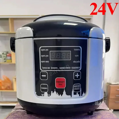 2L Electric Mini Rice Cooker MultiCooker Portable Car Rice Cooker 12V 24V Cooking Machine For Car and Truck English/Russica Menu