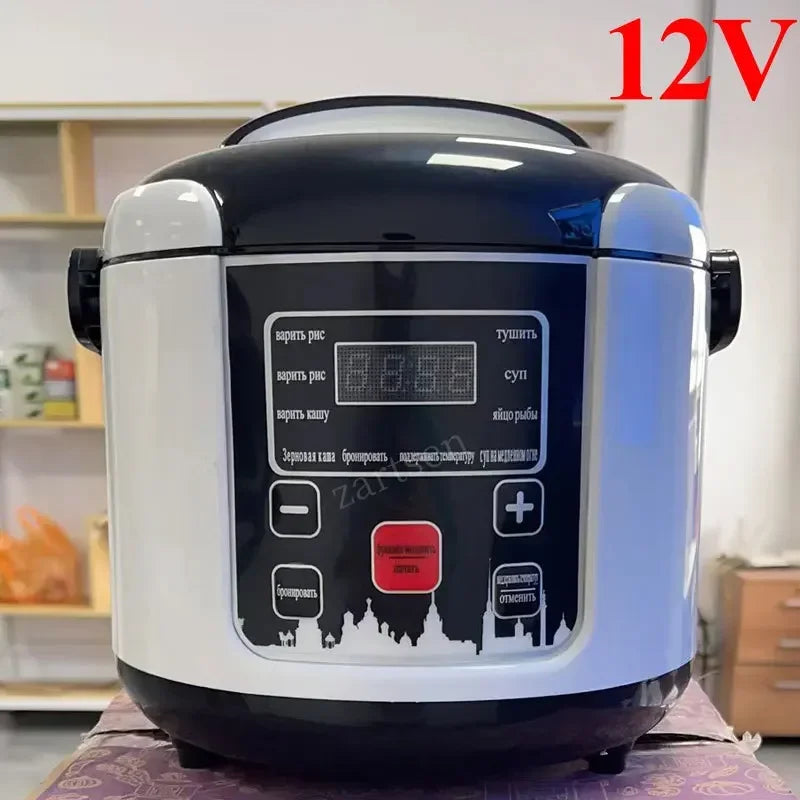 2L Electric Mini Rice Cooker MultiCooker Portable Car Rice Cooker 12V 24V Cooking Machine For Car and Truck English Menu