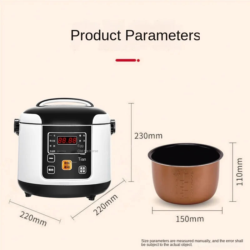 2L Electric Mini Rice Cooker MultiCooker Portable Car Rice Cooker 12V 24V Cooking Machine For Car and Truck English/Russica Menu