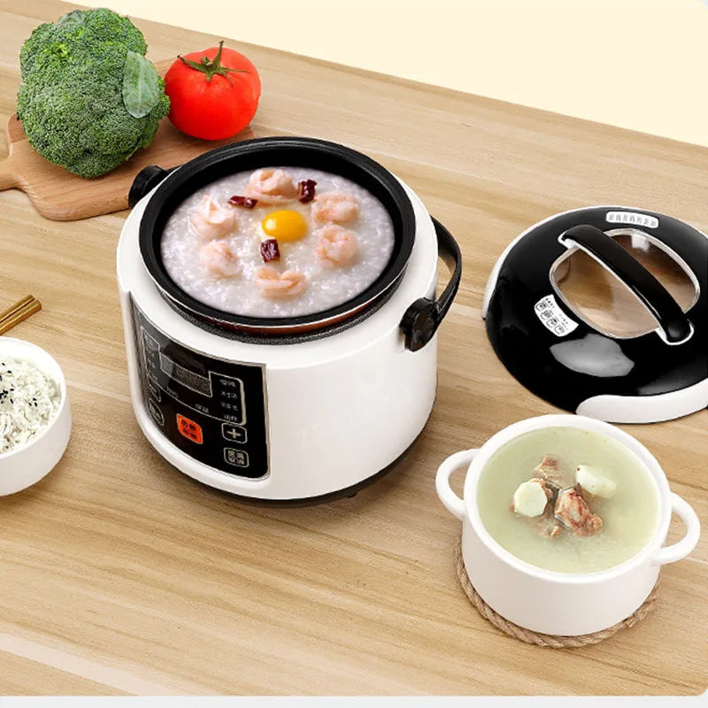 2L Electric Mini Rice Cooker MultiCooker Portable Car Rice Cooker 12V 24V Cooking Machine For Car and Truck English/Russica Menu