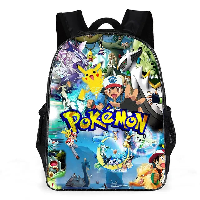 2PC Pikachu Cartoon Backpack Two-piece Pokemon Student School Bag Pencil Bag Elf Pokémon Lunch Bag Cartoon School Bag Mochila