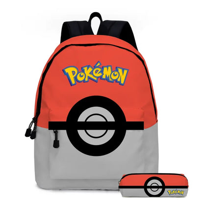 2PC Pikachu Cartoon Backpack Two-piece Pokemon Student School Bag Pencil Bag Elf Pokémon Lunch Bag Cartoon School Bag Mochila