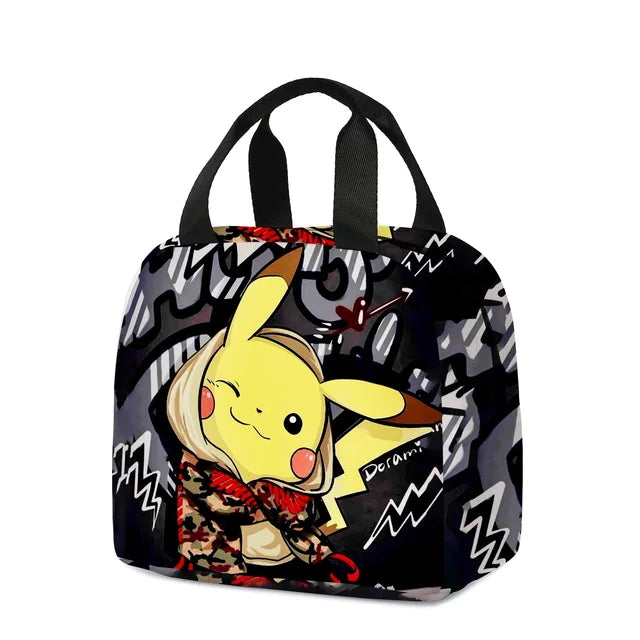 2PC Pikachu Cartoon Backpack Two-piece Pokemon Student School Bag Pencil Bag Elf Pokémon Lunch Bag Cartoon School Bag Mochila