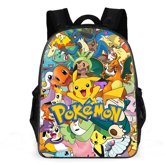 2PC Pikachu Cartoon Backpack Two-piece Pokemon Student School Bag Pencil Bag Elf Pokémon Lunch Bag Cartoon School Bag Mochila