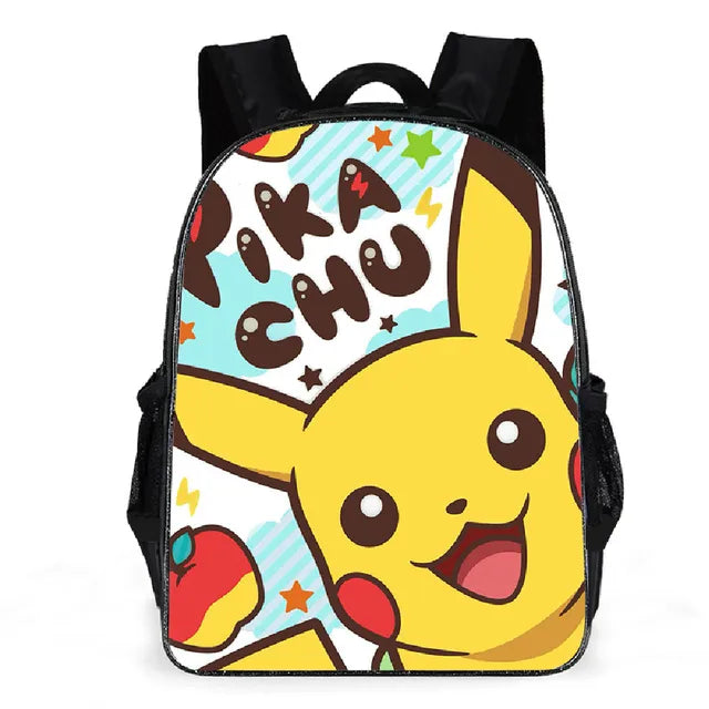 2PC Pikachu Cartoon Backpack Two-piece Pokemon Student School Bag Pencil Bag Elf Pokémon Lunch Bag Cartoon School Bag Mochila