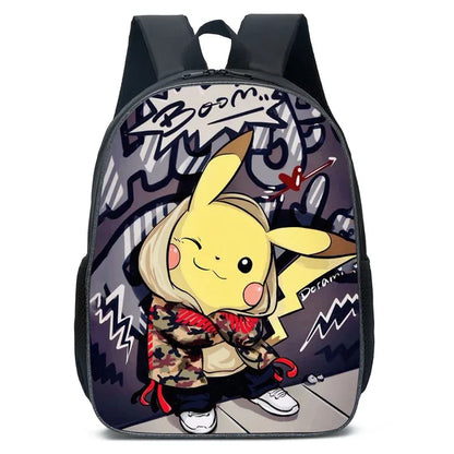 2PC Pikachu Cartoon Backpack Two-piece Pokemon Student School Bag Pencil Bag Elf Pokémon Lunch Bag Cartoon School Bag Mochila