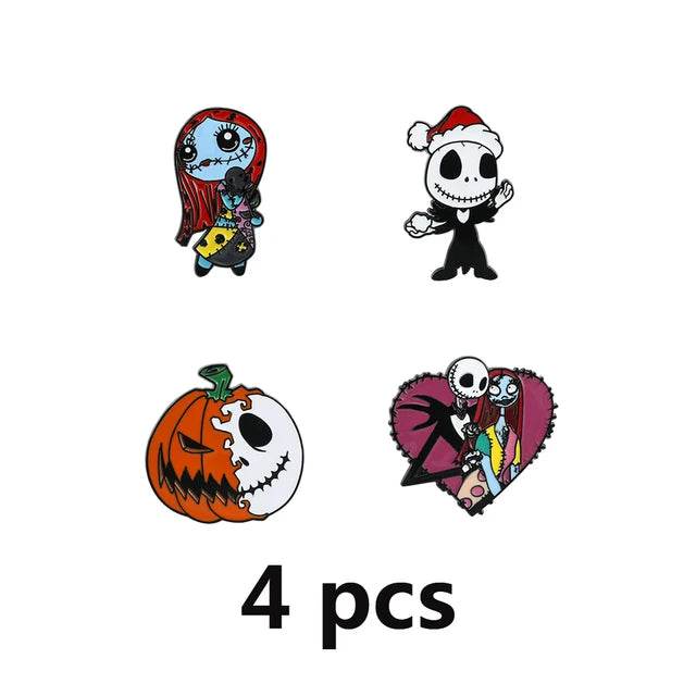 3/4/7 Pcs Creative The Nightmare Before Christmas Brooch Thriller Jack Skellington Sally Enamel Pin Backpack Clothing Jewelry Me - MarvelouStoree