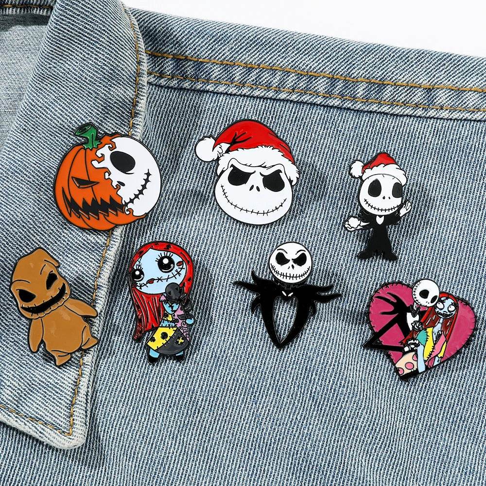 3/4/7 Pcs Creative The Nightmare Before Christmas Brooch Thriller Jack Skellington Sally Enamel Pin Backpack Clothing Jewelry Me - MarvelouStoree