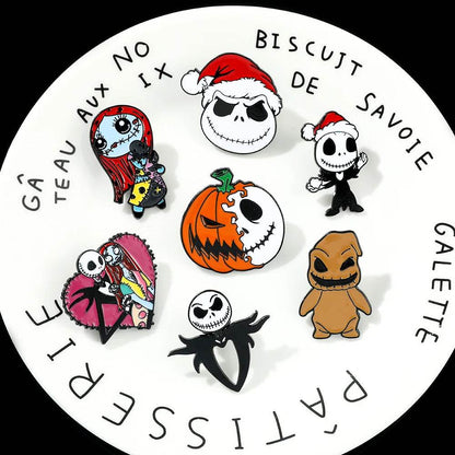 3/4/7 Pcs Creative The Nightmare Before Christmas Brooch Thriller Jack Skellington Sally Enamel Pin Backpack Clothing Jewelry Me - MarvelouStoree