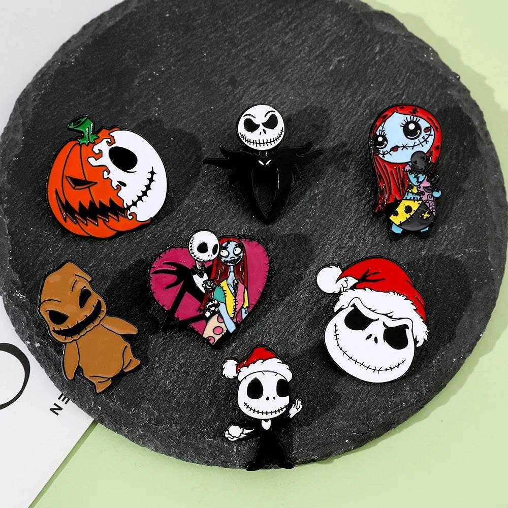 3/4/7 Pcs Creative The Nightmare Before Christmas Brooch Thriller Jack Skellington Sally Enamel Pin Backpack Clothing Jewelry Me - MarvelouStoree