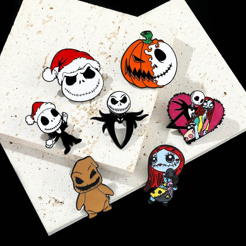 3/4/7 Pcs Creative The Nightmare Before Christmas Brooch Thriller Jack Skellington Sally Enamel Pin Backpack Clothing Jewelry Me - MarvelouStoree