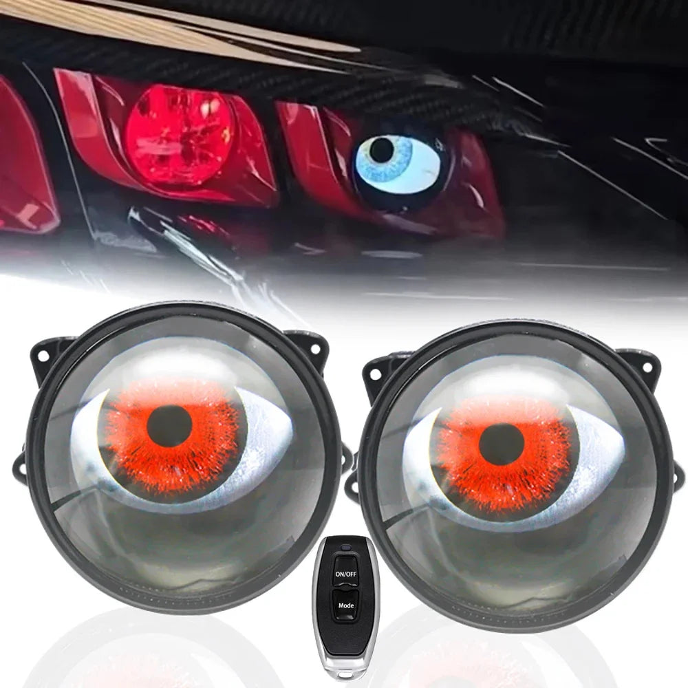 3-Inch Marveloustoree smart ai Eye LED Car Dynamic Lights 12V With Remote Control Eyes Retrofit Kits Headlight Assembly Auto Accessories