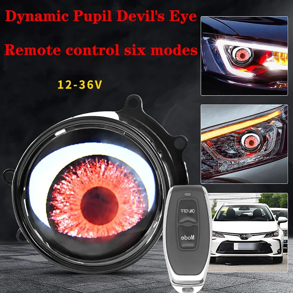 3-Inch Marveloustoree smart ai Eye LED Car Dynamic Lights 12V With Remote Control Eyes Retrofit Kits Headlight Assembly Auto Accessories