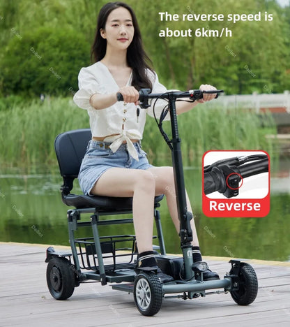 300W 36V 4 Wheel Mobility Scooters for Disabled Foldable Lightweight All-Terrain Range 32km Electric Scooter Removable Battery