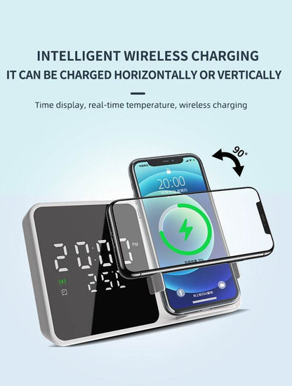 15W Mobile Phone Stand Wireless Charging Clock Alarm Clock Wireless Charging Temperature Gauge Wireless Charging - MarvelouStoree