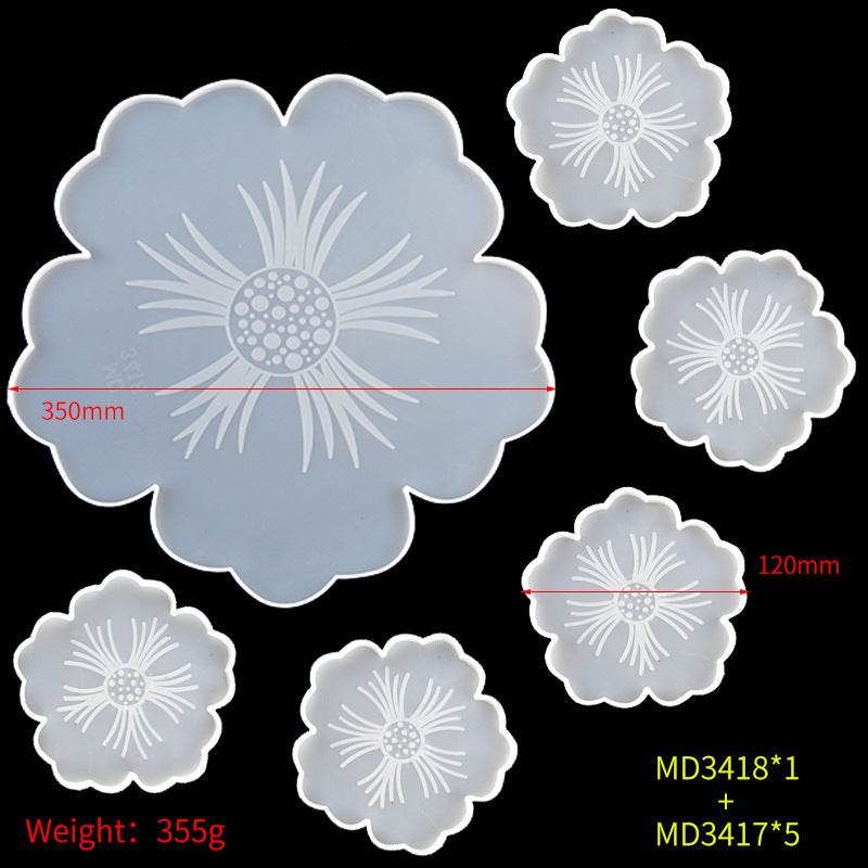 Drip Glue Mold Diy Flower Cherry Blossom Coaster Mold Petal Resin Tray Tea Tray Set Fruit Tray Silicone Mold - MarvelouStoree