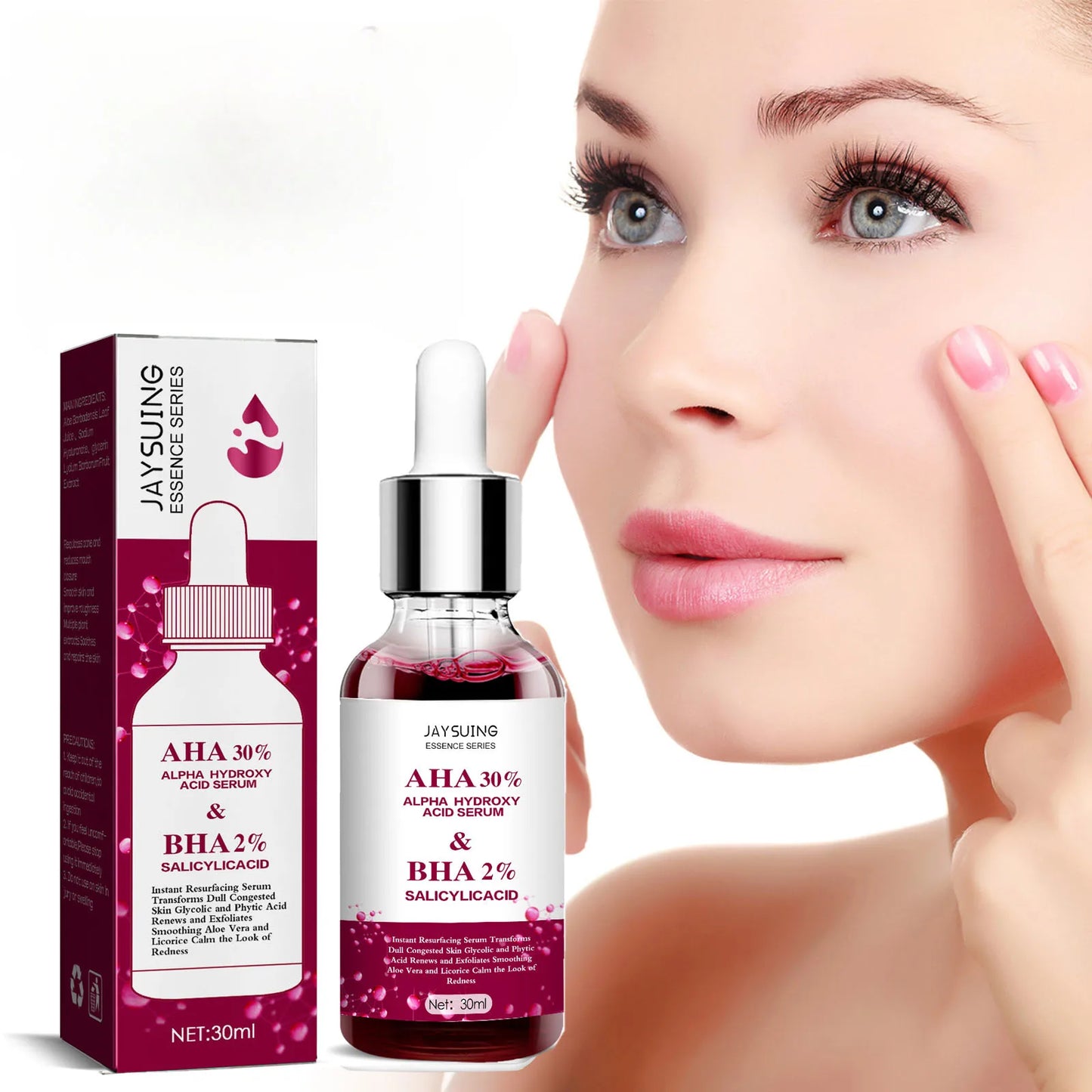 30ml AHA 30% + BHA 2% Face Serum Fruit Acid Oil Control Brightening Moisturizing Shrink Pores Skin Smooth Care