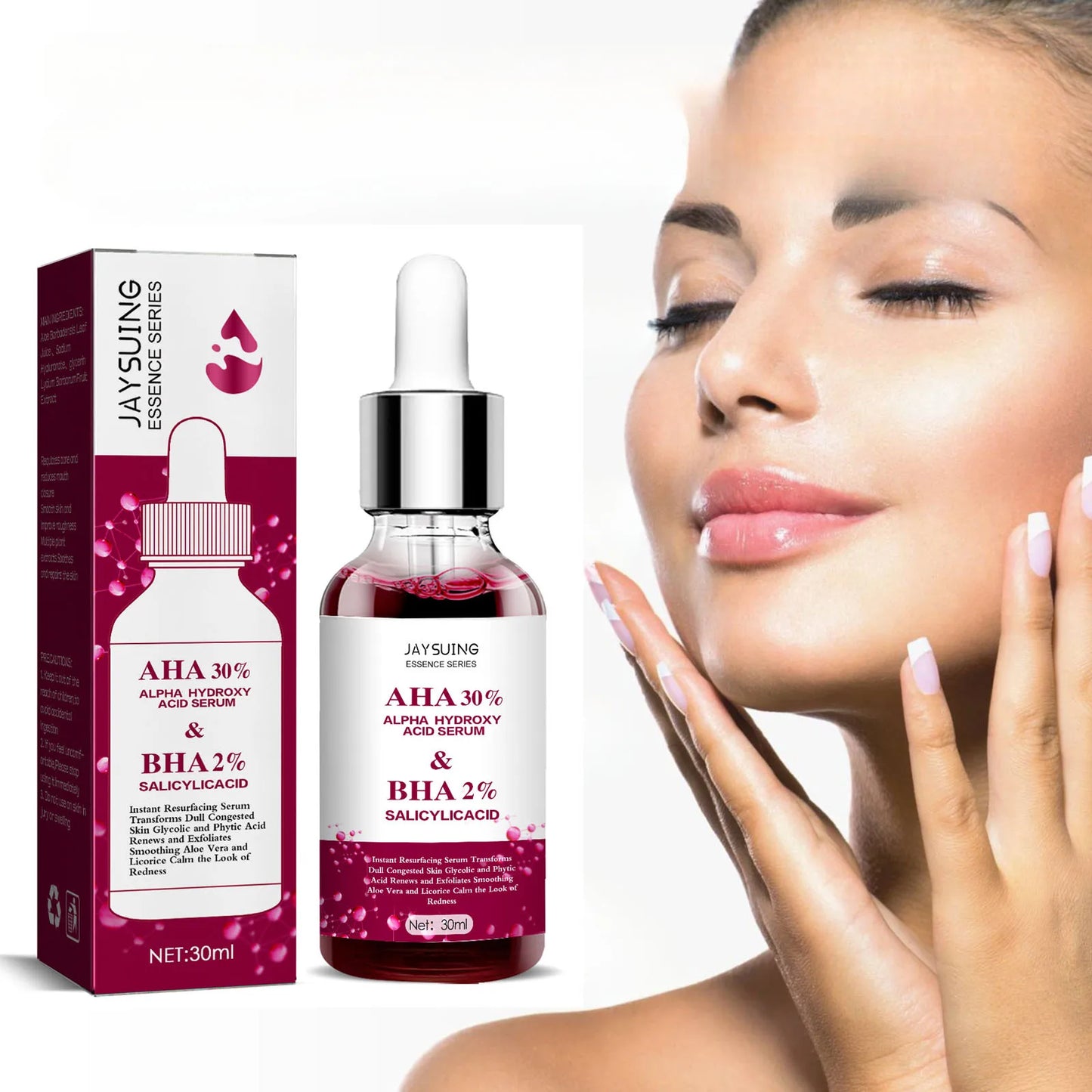 30ml AHA 30% + BHA 2% Face Serum Fruit Acid Oil Control Brightening Moisturizing Shrink Pores Skin Smooth Care