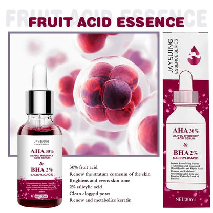 30ml AHA 30% + BHA 2% Face Serum Fruit Acid Oil Control Brightening Moisturizing Shrink Pores Skin Smooth Care