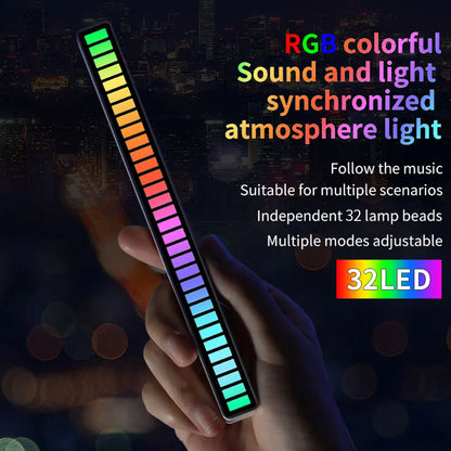 Marveloustoree 32 LEDS Smart RGB Light Bar LED Light Music Rhythm Ambient Pickup Lamp With App Control For TV Compute Gaming Desktop Decor