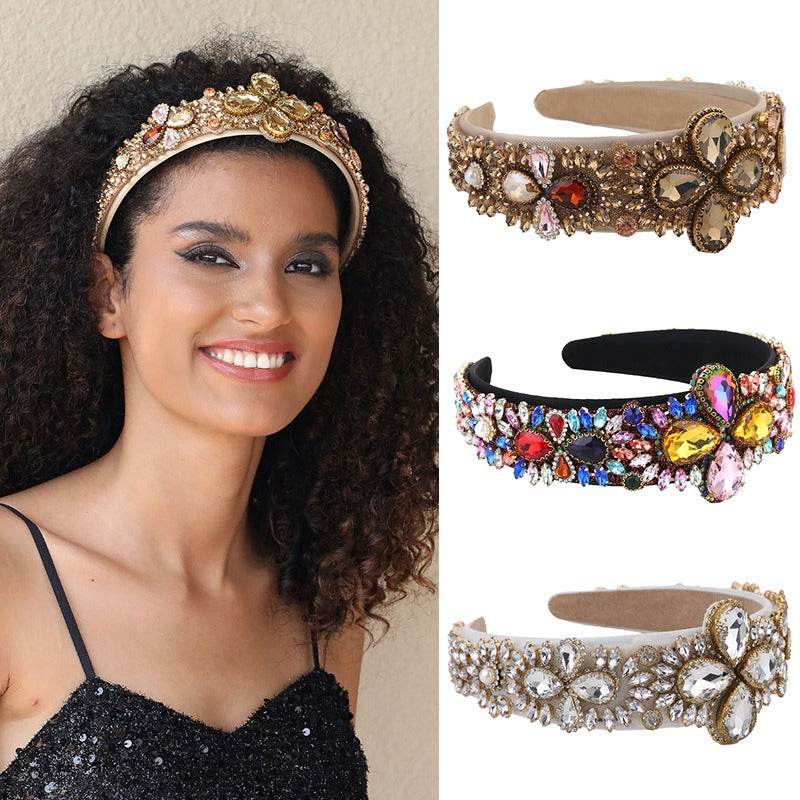 Fashionable retro wide edge sponge compression headband - MarvelouStoree