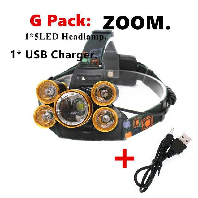 15000Lm XM-T6x3 LED Headlight ZOOM Flashlight Torch Camping Fishing Headlamp lantern Use 2*18650 battery / AC/Car/Usb/ charging - MarvelouStoree