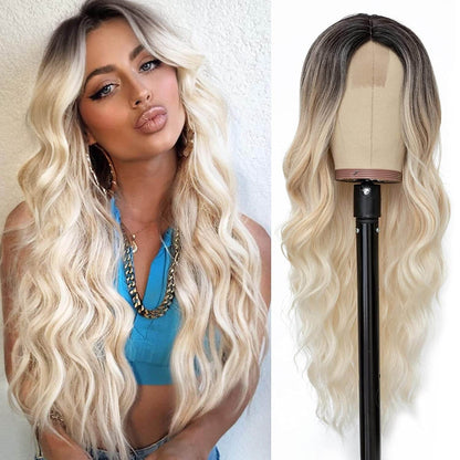 European and American Small Lace Wig Headsets with Intermediate Color Small Lace Center Split Large Wavy Long Curly Wigs - MarvelouStoree