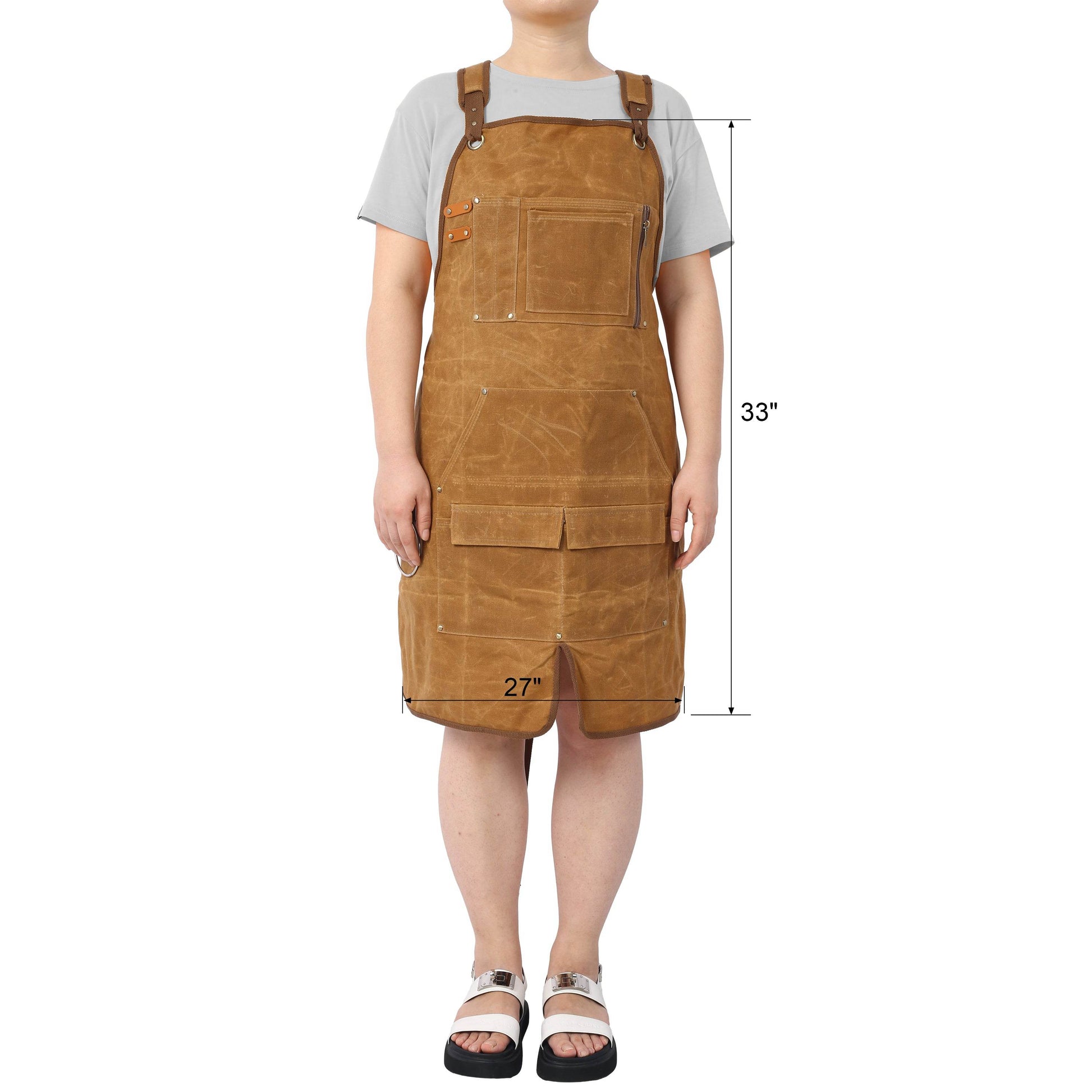 Long heavy-duty waxed canvas tool apron, carpenter apron, carpenter apron, carpenter waterproof 18 ounces - MarvelouStoree