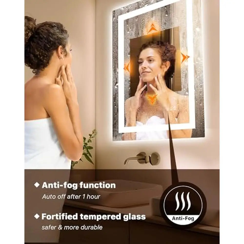 36"x 48" LED Front & Backlight Bathroom Vanity Mirror Stepless Dimmable Anti-Fog Wall Mirror