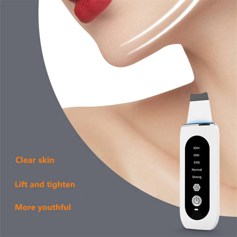 Facial Lift Deep Face Cleaning Red Blue Light Electric Dead Ultrasonic Face Sonic Skin Scrubber Spatula