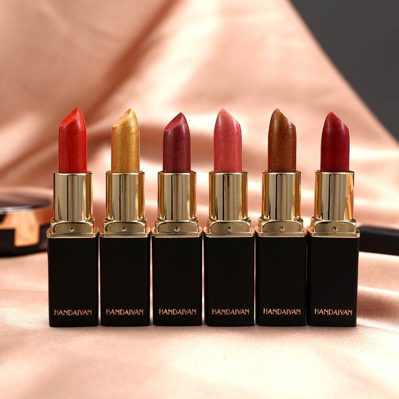 HANDAIYAN Shiny Metallic Lipstick Pearlescent Color Change Warm Lipstick Gold lipstick - MarvelouStoree