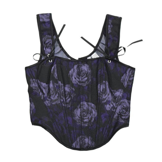 Rose Print Herringbone Corset Body Shaper - MarvelouStoree