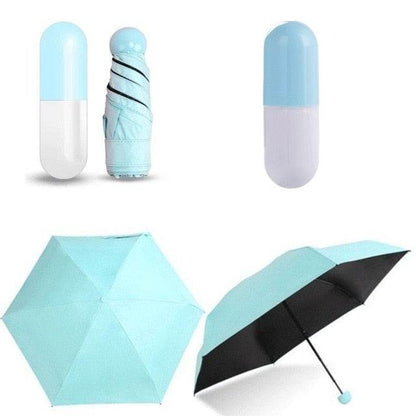 Mini Folding Capsule Small Umbrella With Pill Package Box Pocket Parasol Rain Anti-UV Portable Travel Umbrella Sunny Rainy Day - MarvelouStoree